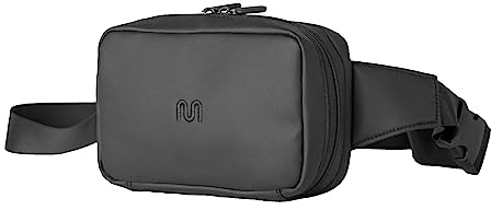 onemate - Bauchtasche schwarz wasserabweisend für Damen & Herren - Unisex Hip-Bag Gürteltasche mit verstellbarem Tragegurt 90-130cm - Funktionale Hüfttasche mit Quick-Access-Fach (Schwarz)
