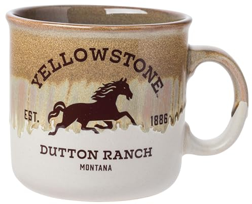 Silver Buffalo Yellowstone Dutton Ranch Silo Reactive Glaze Ceramic Camper Mug, 20 Ounces