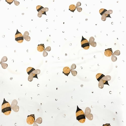 Textileo Nähstoff Baumwolle 50x160 cm | Bedruckter Baumwollstoff 135 g/m2 | Hochwertiger 100% Baumwollsatin | Für Bettwäsche, Kinderkleidung, Steppdecken, Kleidung | Bees