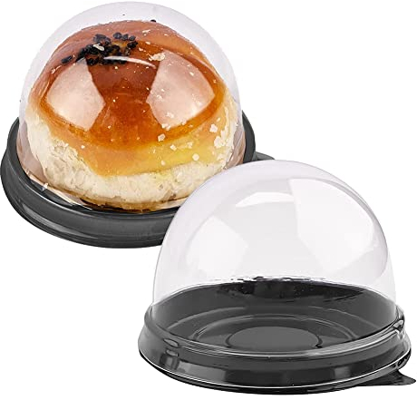 Souhgaue 50 Pack Mini Cupcake Containers Clear Plastic Cake Box with Dome Lids for Muffin Mooncake Dessert Cheese Pastry