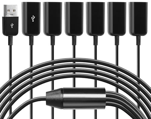 CERRXIAN USB2.0 1 macho a 6 hembra cable divisor Y El divisor USB Y admite la transmisión de datos de discos U, teclados y ratones, y fuente de alimentación para dispositivos USB