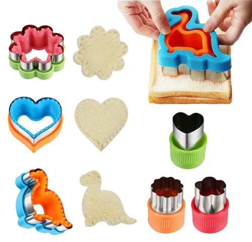 Sandwich Cutter and Sealer for Children - Dinosaur Sandwich Sealers Stainless Steel Cookie Bread Veggie Cutters Mold for Kids Lunchbox Baking Party