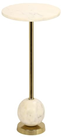 möbelando Beistelltisch >Salo< in Messing, Marmor - 25,5x54x25,5cm (BxHxT)