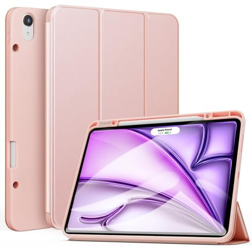 ZtotopCases Custodia per iPad Air 13 2024/Pro 12,9 Pollici 2018, Ultra Smart Cover con Pencil Holder, Funzione Auto Accensione/Spegnimento,Supporta Pencil per iPad Air/Pro 13/12,9 2024/2018, Rosa