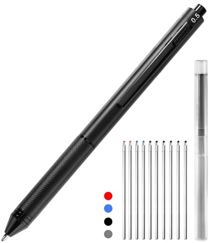 QH-Shop Kugelschreiber Und Bleistift 4-in-1 Multifunktionsstift Schwerkraftinduktivität Mehrfarbig Mit Schwarze Blau Rote Ersatzminen Druckbleistift Mine Für Büro Schule Und Geschenk Schwarz