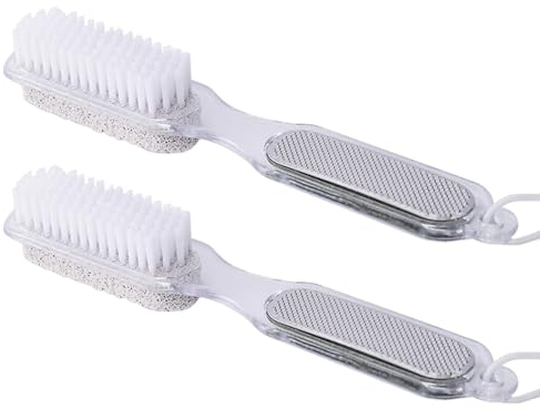 2 lime per piedi 4 in 1, strumenti multiuso per pedicure con spazzola, raspa per piedi, pietra pomice e carta abrasiva, per rimuovere la pelle dura, spazzola per la cura dei piedi per donne e uomini