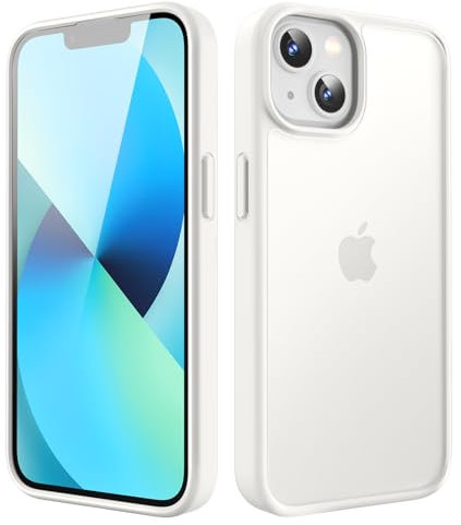 TIIXXA Matte Case for iPhone 13 6.1-Inch, Shockproof Drop Protection, Frosted Translucent Back Phone Cover, Anti-Fingerprint (White)
