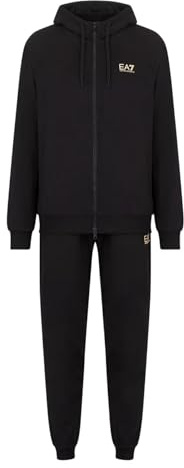 EA7 Herren Trainingsanzug Mit Reißverschluss Und Kapuze, Black/Gold, L