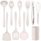 Homikit Silikon Küchenhelfer, 10 Stück Khaki Küchenutensilien Kochbesteck Set mit Utensilienhalter, Hitzebeständiger Kochutensilien Kochset für Kochen Backen, Antihaft, Gesund & Spülmaschinenfest