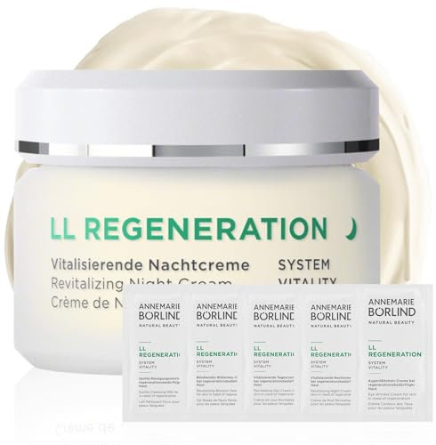 ANNEMARIE BÖRLIND LL REGENERATION Vitalisierende Nachtcreme (50ml) + Gratis Probe Sachets (die gesamte Pflegeroutine) - Beschleunigt die Hauteigene Zellerneuerung, Fördert Straffung und Vitalisierung