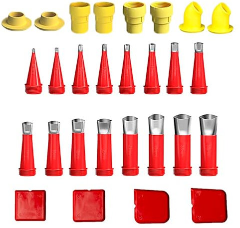 wadafen 28 Stück Edelstahl Dichtungsdüse Edelstahldüsen Satz,Universal Dichtungsfinisher Einteiliger Dichtmittel Finishing Werkzeug,Silicone Seam Tools, für KüChe Badezimmer(8 Anschlussbuchsen)