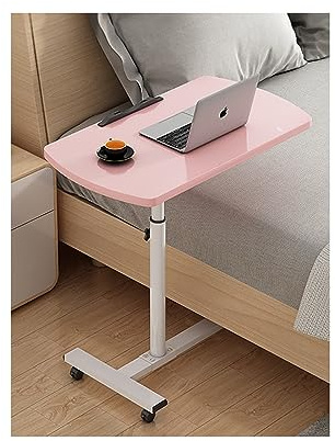 RajoNN Over The Bed Table On Wheels Adjustable Computer Desk Sofa Desk Slide Under Sofa Table Laptop Table For Sofa Adjustable Table,Pink