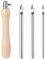 JJUNW 5 Stück Griff Stanznadel, Metall Punch Needle Set Holz Stanznadel mit Austauschbaren Nadelröhren 2.5/3.5/5mm Nadeleinfädler Stickstift für Anfänger Floss Kreuzstich Basteln