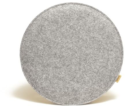 Gottstein Filz-Sitzkissen rund aus 100% Schurwolle Stuhlkissen Ø 35 & 40 cm - Bodenkissen in 2 Farben Made in Tirol Hellgrau, 35
