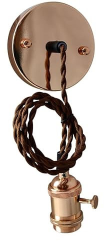 Douille vintage en laiton vieilli pour bouteilles E27. Comprend un câble noir de 2 mètres, 2 x 0,75. Idéal pour créer un éclairage unique et accueillant.