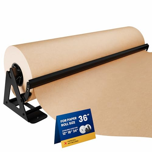 DIY Crew Distributeur de rouleaux de papier kraft et coupe-papier de boucher de 91,4 cm – Montage mural robuste, dessus de table antidérapant – Rouleaux jusqu'à 304,8 m