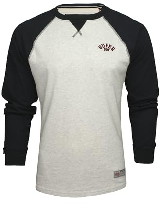 Superdry Mens 'Vintage Athletic Baseball Top' Long Sleeve T-Shirt | 100% Cotton | 220gsm Jersey | Raglan Sleeves | Embroidered Chest Design | Ribbed Crew Neck