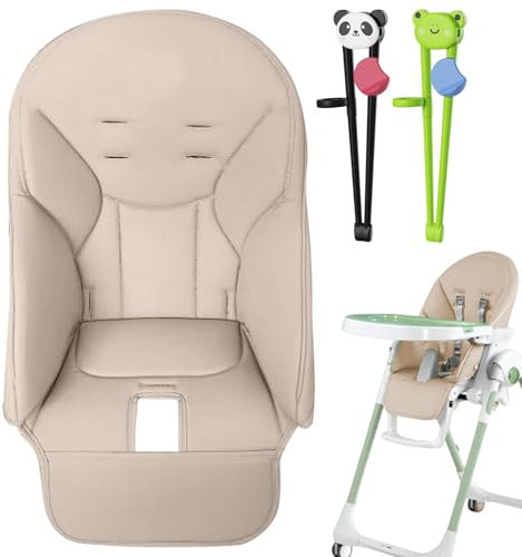 Qikam Baby Hochstuhl Sitzbezug für Peg-Perego, Siesta Zero3, Baoneo, Kosmic Jané | Baby Hochstuhl Bezug | Baby Esszimmerstuhl Sitzkissen | PU-Leder Hochstuhl Sitzauflage mit 2 Paar Essstäbchen