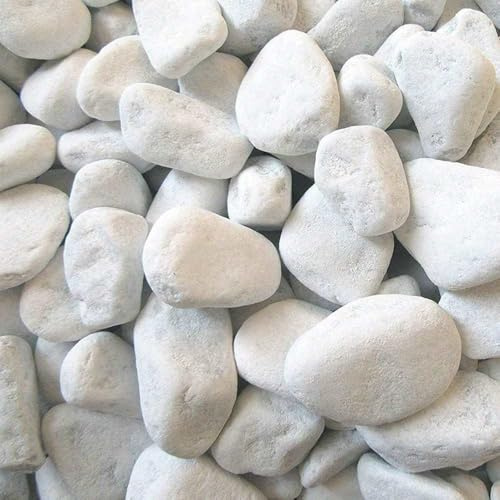Ciottoli Bianco Valle D'Itria Pietre Sassi Naturali Decorativi Giardini Aiuole Vasi Confezioni in Sacchi (25, 15/25 mm)