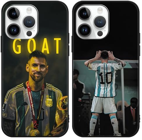 TBNMBGY 2 Stück Handyhülle für iPhone 13 Pro Max Hülle 6.7, Weich TPU Silikon Schutzhülle mit Cool Sport Fußball Legend Player 10 Mode Muster, Stoßfest Bumper Case für Jungen Mädchen, Schwarz