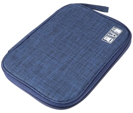 STOBOK Multi-function Digital Storage Pouch and Cable Organizer Bag for Travel, Portable Usb Cable and Earphone Carrying Case Large Capacity, Navy Blue Digital Packing Bag for Electronics Accessories