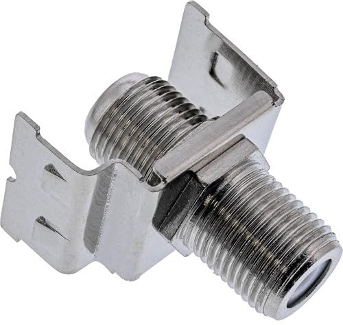 InLine Keystone Adapter, F-Buchse doppelt, Snap-In Metall, Koax-Kupplung für Sat-Kabel und 19-Zoll Schrank, einfache Montage, 76202S