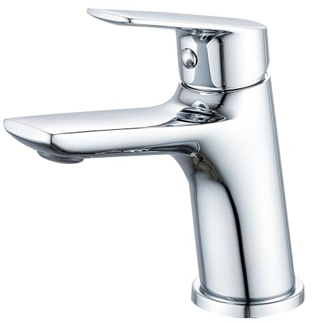 BELZ Chrom Einhandmischer Waschtischarmatur Messing 86mm, Keramikventil | Auslaufsicher, Wassersparend 40%, Leise, Warm-Kalt Mischbatterie, Deckmontage Einloch, Rostfreie Armatur für Waschbecken