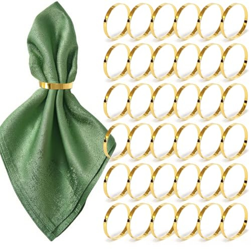 YMGN 100 Pcs Gold Napkin Rings Bulk, Round Napkin Rings Buckles