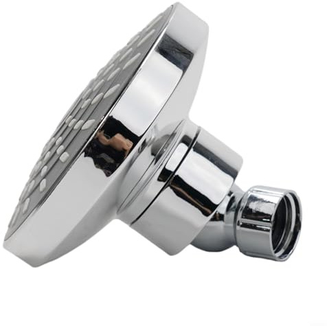 Cabezal de ducha redondo ajustable con rociador de alta presión, boquillas ABS autolimpiantes y acabado cromado, accesorio montado en la pared