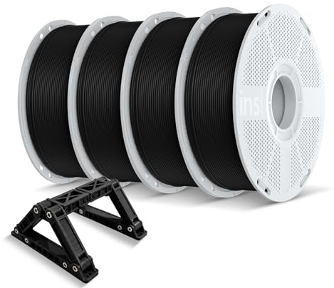 Inslogic Vorgetrocknetes ASA 3D Drucker Filament 1,75 mm, Schwarz, 4er-Pack | UV- & Witterungsbeständig, Hochfest und Hitzebeständig, Wenig Verzug, Langlebig, für Outdoor- & Funktionsteile