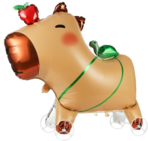 OSDUE Walking 3D Wasserschwein Luftballons, Stehend Wasserschwein Folienballon with Wheels