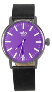 NEO watch Armbanduhr Damen Edelstahl Lederband Silber Pink N43-007