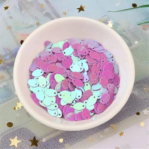 Pailletten aufnähen 500 teile/los 5x8mm Kleine Oval Ei Form s Flache Ellipse mit 1 Seite Loch Geeignet for Bauchtanz Kleid DIY Nähen Zubehör(Ab Light Purple)