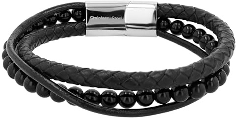 Akzent Armband Unisex - Premium Armband Unisex in Schwarz aus Leder, 100% Wasserfest & Hautverträglich