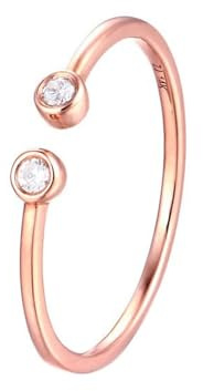 Moissanite, anello di fidanzamento in oro rosa 375, sottile, misura 54 (17,2), oro rosa 9 carati