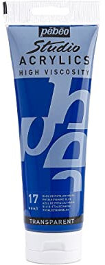 PEBEO Studio Acrylics Fine, 831-017, Vernice acrilica, Blu di ftalocianina, 100 ml