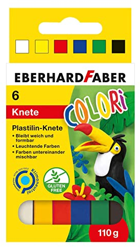 Eberhard Faber 572006 - Colori Plastilin-Knete in 6 leuchtenden Farben, weich und formbar, im Kartonetui, für kreativen Bastel- und Knetspaß