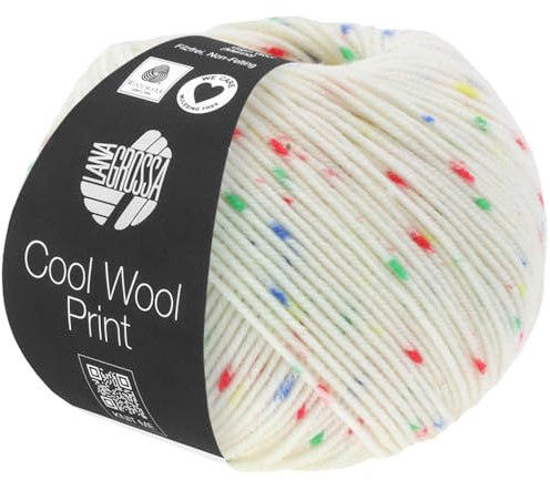 LANA GROSSA Cool Wool Print | Extrafeine Merinowolle waschmaschinenfest und filzfrei | Handstrickgarn aus 100% Schurwolle (Merino extrafein) | 50g Wolle zum Stricken & Häkeln | 160m Garn FB 801