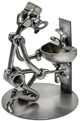 STEEMO Schraubenmännchen Klempner Handwerker Geschenk Metall-Deko 10x10x13 cm