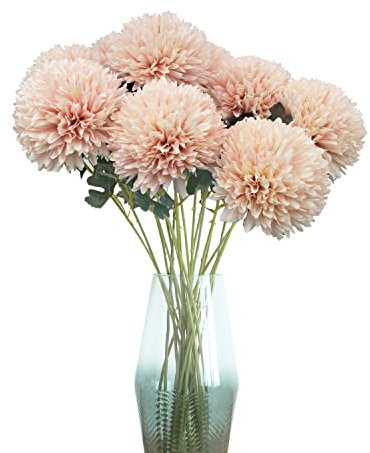 cn-Knight 8pcs Künstliche Blume Pompom,57cm Langer Stiel Seidenpompons,Gänseblümchen Löwenzahn,für Hochzeit,Brautstrauß,Einweihungsgeschenk,Heimdekoration,Tafelaufsatz,Champagner