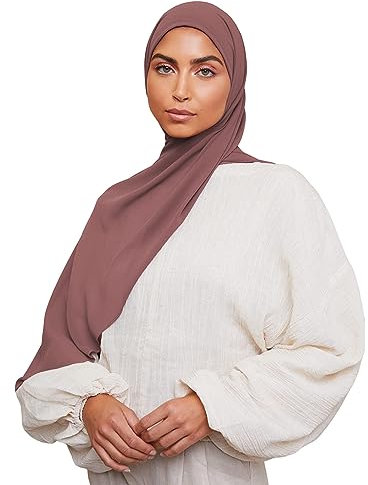 Voile Chic Écharpe hijab pour femme en mousseline de soie de qualité supérieure antidérapante, Dusty Rose., 1 pack