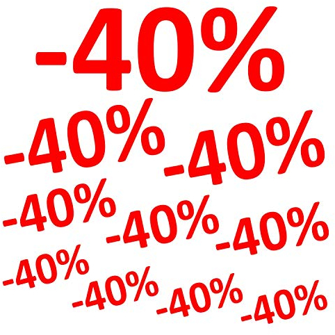 Aufkleber -40% 10er Set Prozent Sale Rabatt Reduziert Schaufenster Preisschild Ausverkauf Rot