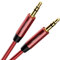 deleyCON 2m Nailon 3,5mm Cable Jack AUX Audio Estéreo Cable de Nailon Conector Metálico Móvil Smartphone Tablet Auriculares HiFi Receptor - Rojo/Rosa