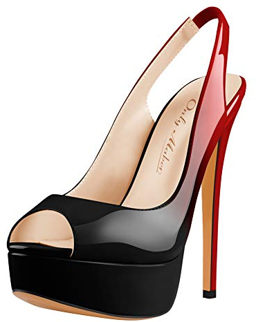 Only maker Absatz Sandalen High Heels Slingback Plateau Stiletto Pumps Farbverlauf Schwarz Rot 42 EU