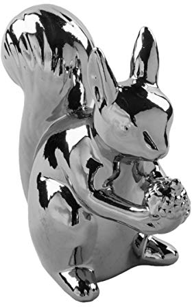 Fink - Dekofigur - Ruda - Eichhörnchen - Keramik - Silber - 11,5 x 12 x 6 cm