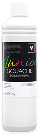 Malverk Junior - Gouache Farben 500ml - Schul-Temperafarben für Kinder, auf Wasserbasis, in praktischer Dosierflasche, Weiß
