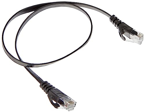 PremiumCord Flaches Netzwerkkabel, Ethernet, LAN & Patch Kabel Cat6, UTP, Schnell flexibel & Robust RJ45 Kabel 1Gbit/S, AWG30/7, Kupferkabel 100% Cu, Schwarz, 0,5m