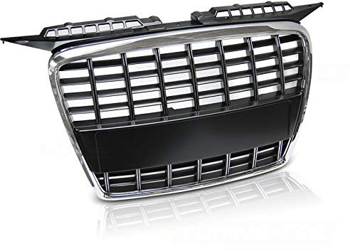 Parrilla delantera compatible con Audi A3 2005 2006 2007 2008 Sportback 3 puertas 5 puertas parrilla central delantera Sport GV-64 rejilla de malla de panal Sport cromo negro