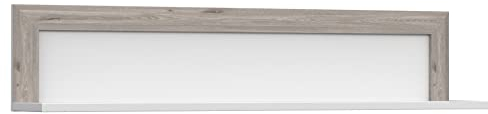 Newroom Wandboard Nelson Eiche und Weiß Hochglanz Wandregal Modern - 132,9x27,7x22 cm (BxHxT) - Bücherregal Hängeregal Wandpaneel - [Pouline.Five] Wohnzimmer Wohnstube Büro