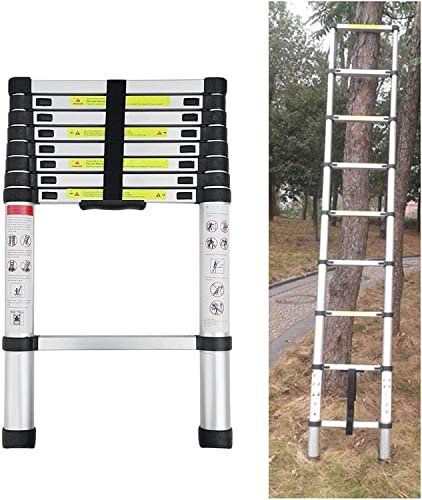 Escalera telescópica de aluminio de 5 m, extensible, portátil, plegable, con extensión EN131, capacidad de carga de 150 kg
